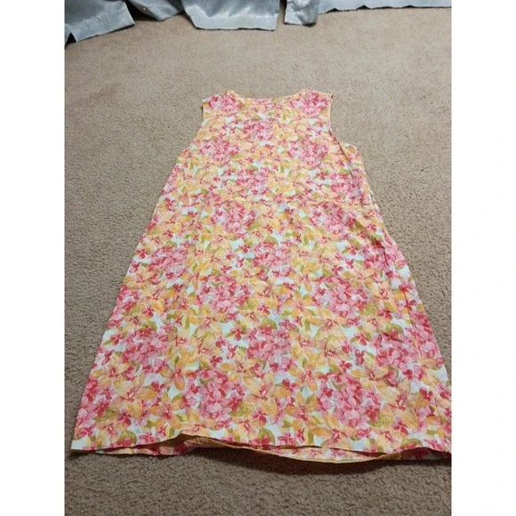 J.Jill Love Linen Sleeveless Floral Shift Dress Linen Large Pockets Women's - Picture 2 of 8